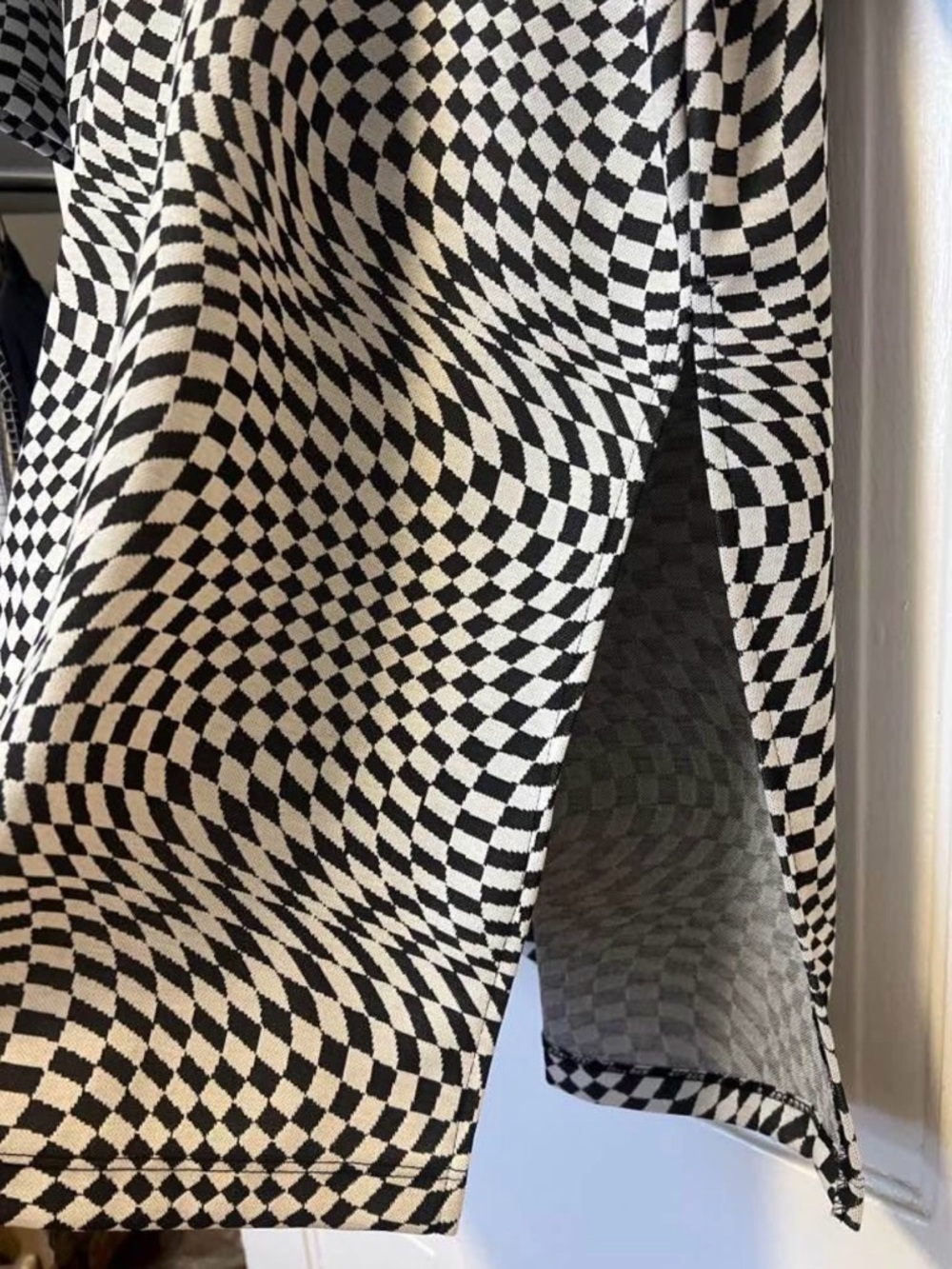 Lala’s Black & White Optical Wave Checker Dress - Picture 3 of 3